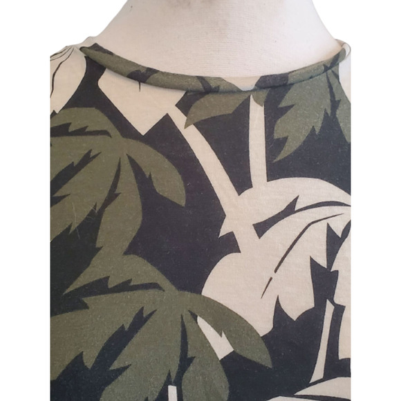 H&M Green/White Tropical Palm Tree Printed Short Sleeve T-Shirts Size XS - Picture 3 of 7